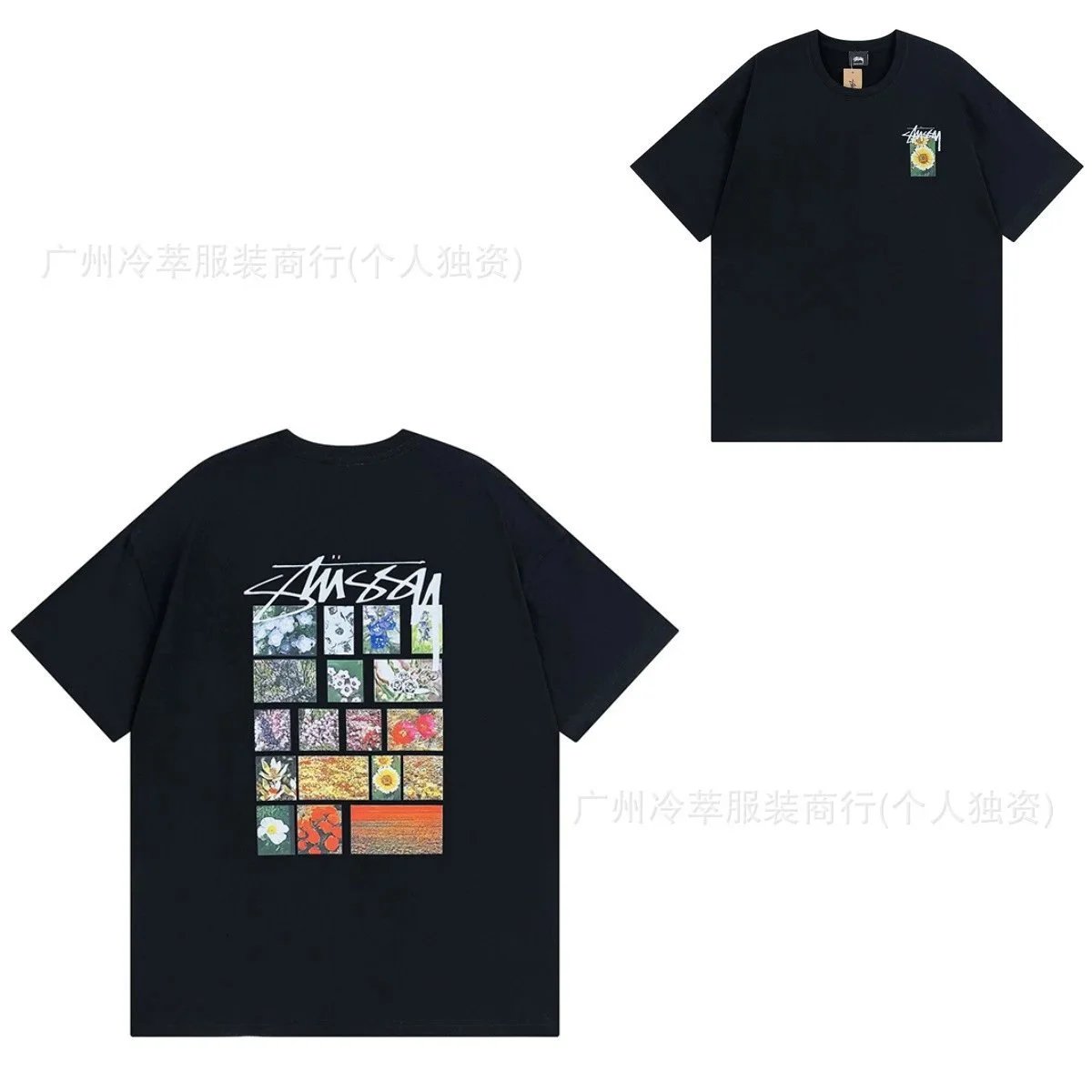 Stüssy Nature's Flowers Graphic T-Shirt Black - 9