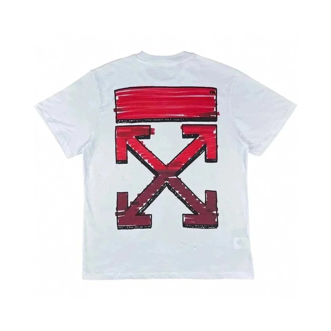 Off-White Diag Arrow Sketch Red T-Shirt - 1