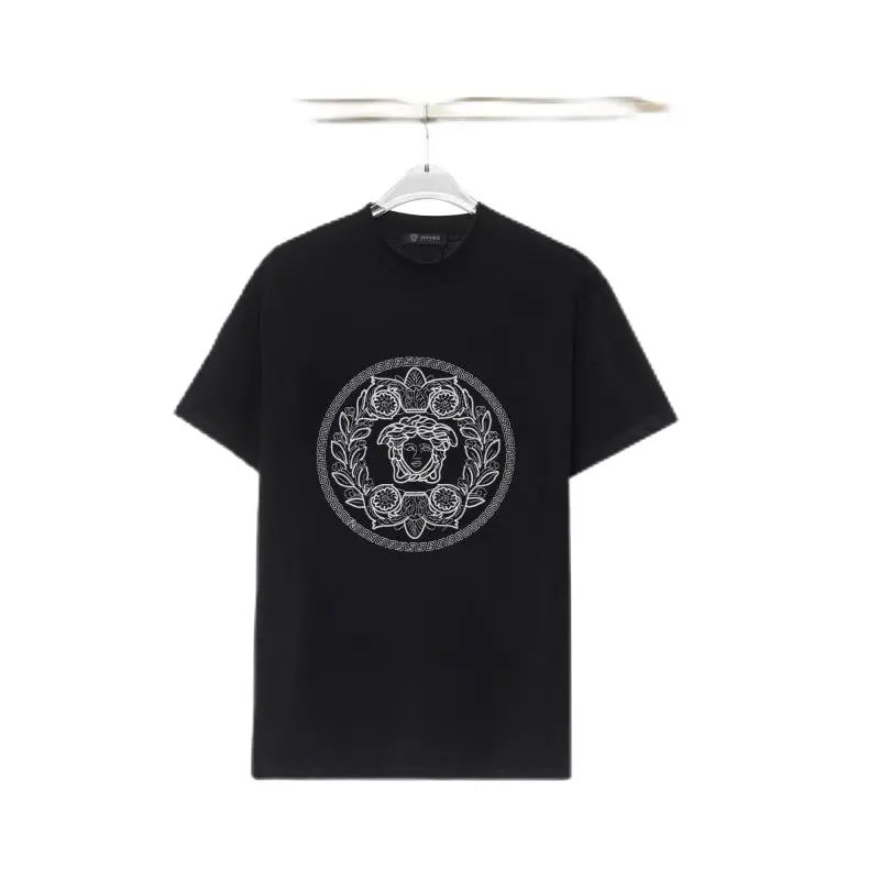 Versace Medusa Circle Embroidered Black T-Shirt - 1