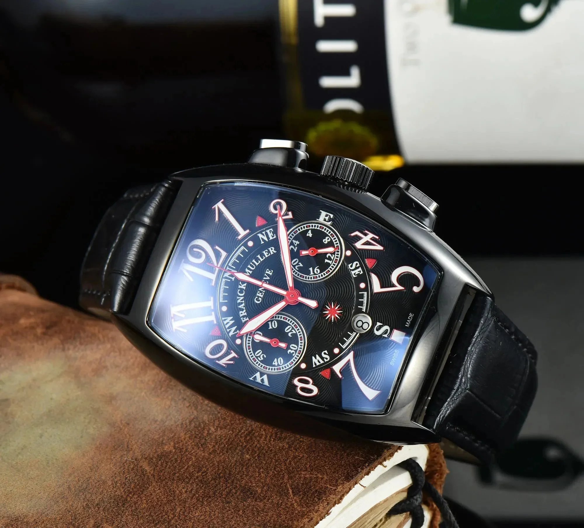 Franck Muller Vanguard Camouflage Chronograph Brown Leather Strap Mechanical Watch - 4