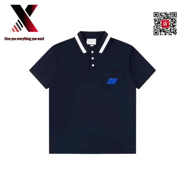 Gucci GG Logo Patch Navy Polo - 1