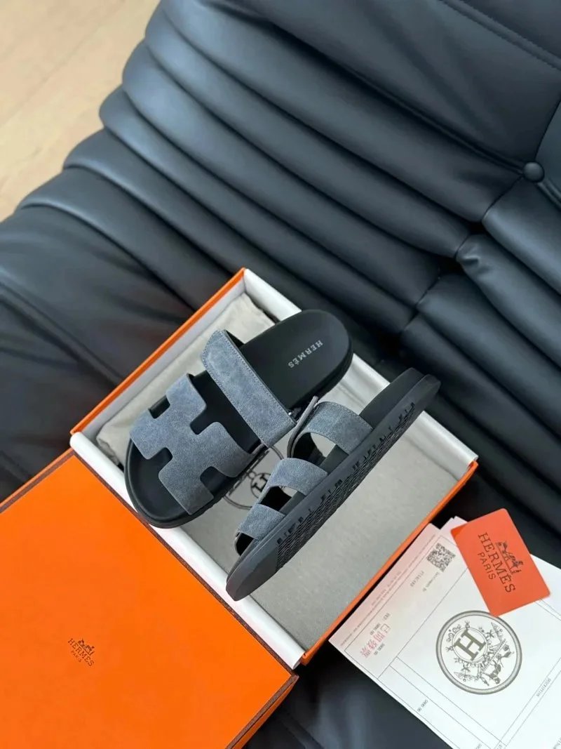 Hermès Oran Slide Sandals Black with White Star Embroidery Slippers - 7