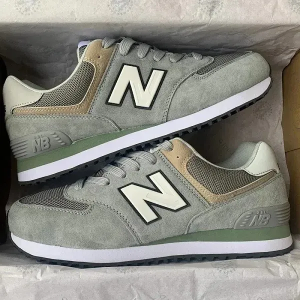 New Balance 574 Sage Green Suede Sneakers - 1