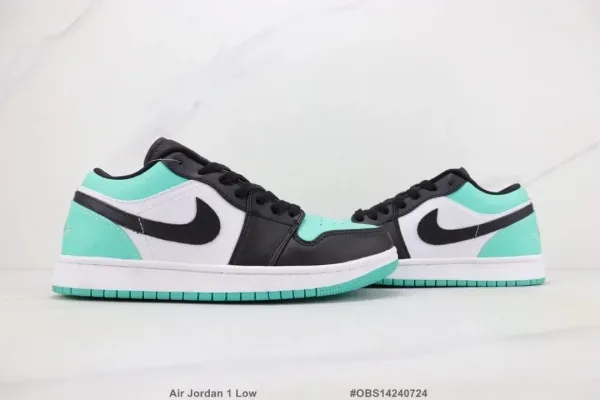 Air Jordan 1 Low Black White Mint Green Sneakers - 11