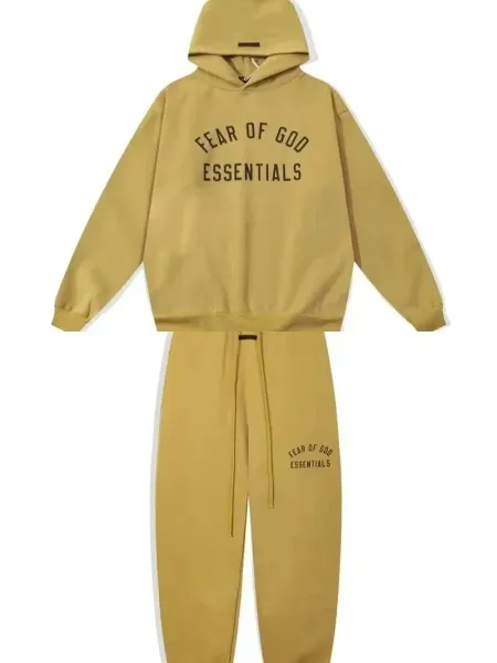 Fear of God Essentials Beige Hoodie and Sweatpants Set - 1