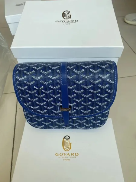 Goyard Saint Louis PM Blue Chevron Canvas Crossbody Bag - 1