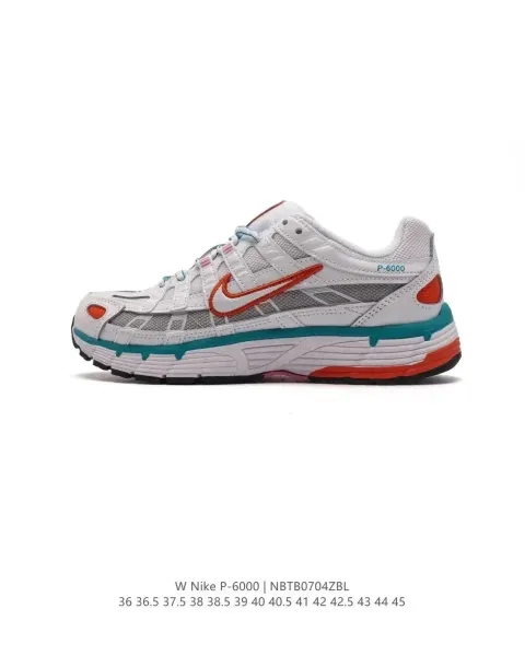 Nike P-6000 White Orange Teal Running Shoes - 1
