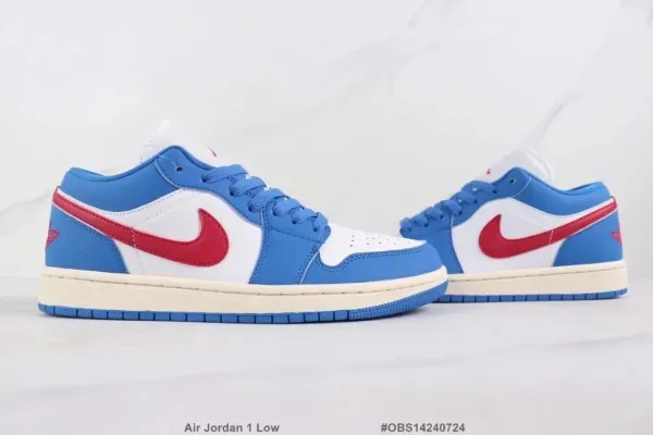 Air Jordan 1 Low University Blue Red White Sneakers - 1