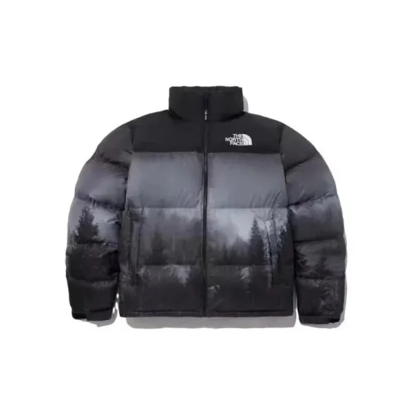 The North Face Nuptse Jacket Forest Print Black Gray Down-Jacket - 1