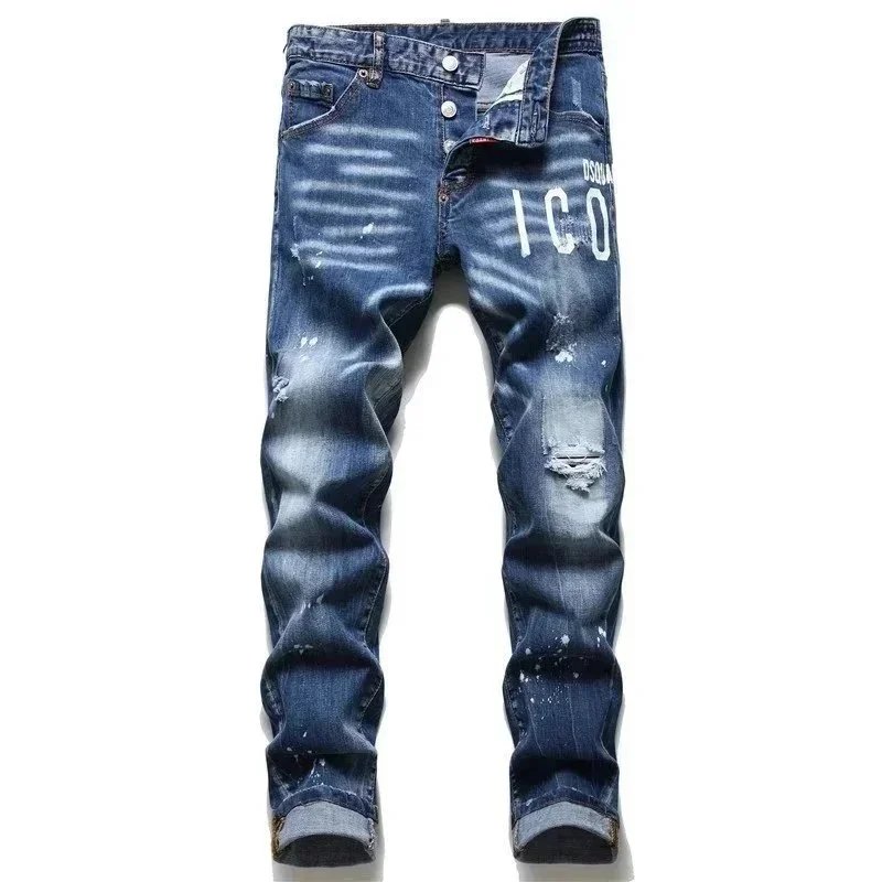 Dsquared2 Distressed Embroidered Denim Shorts Blue - 7