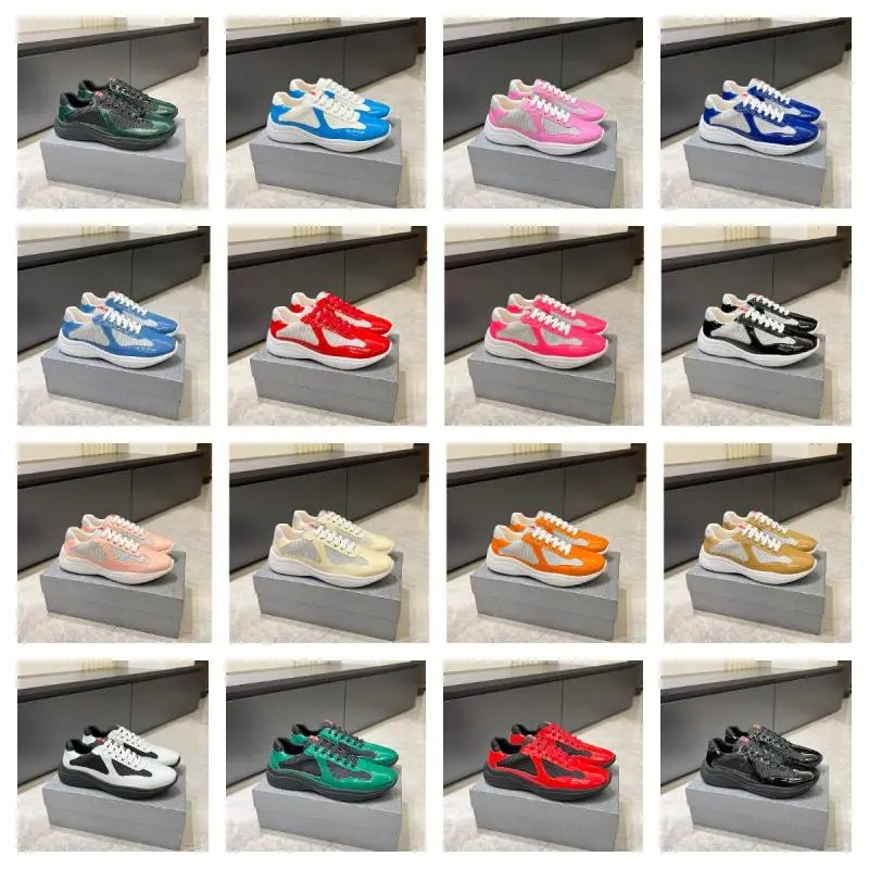 Prada America's Cup Mesh Fabric Sneakers Multi Color