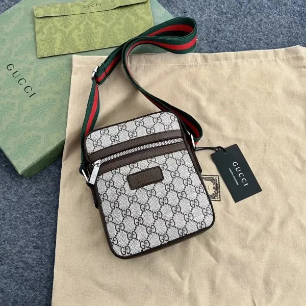 Gucci GG Marmont Mini Crossbody Bag Beige with Brown Trim - 1