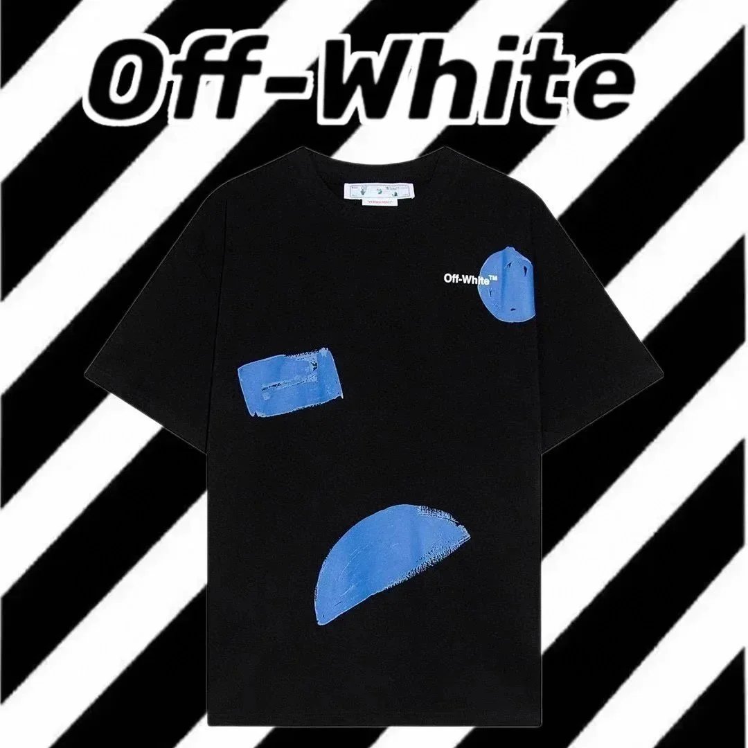 Off-White Paint Stroke Print Black T-Shirt - 1