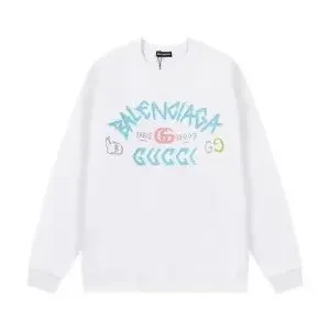 Balenciaga x Gucci Collaboration Graphic Print White Hoodie - 1