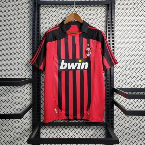 AC Milan 2008-09 Home Jersey Red Black Striped Football Jersey - 1