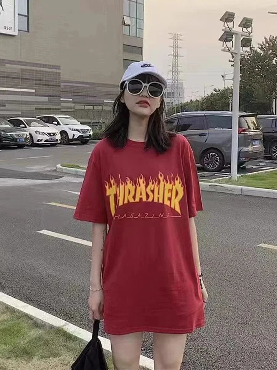 Thrasher Flame Logo Pink T-Shirt - 4