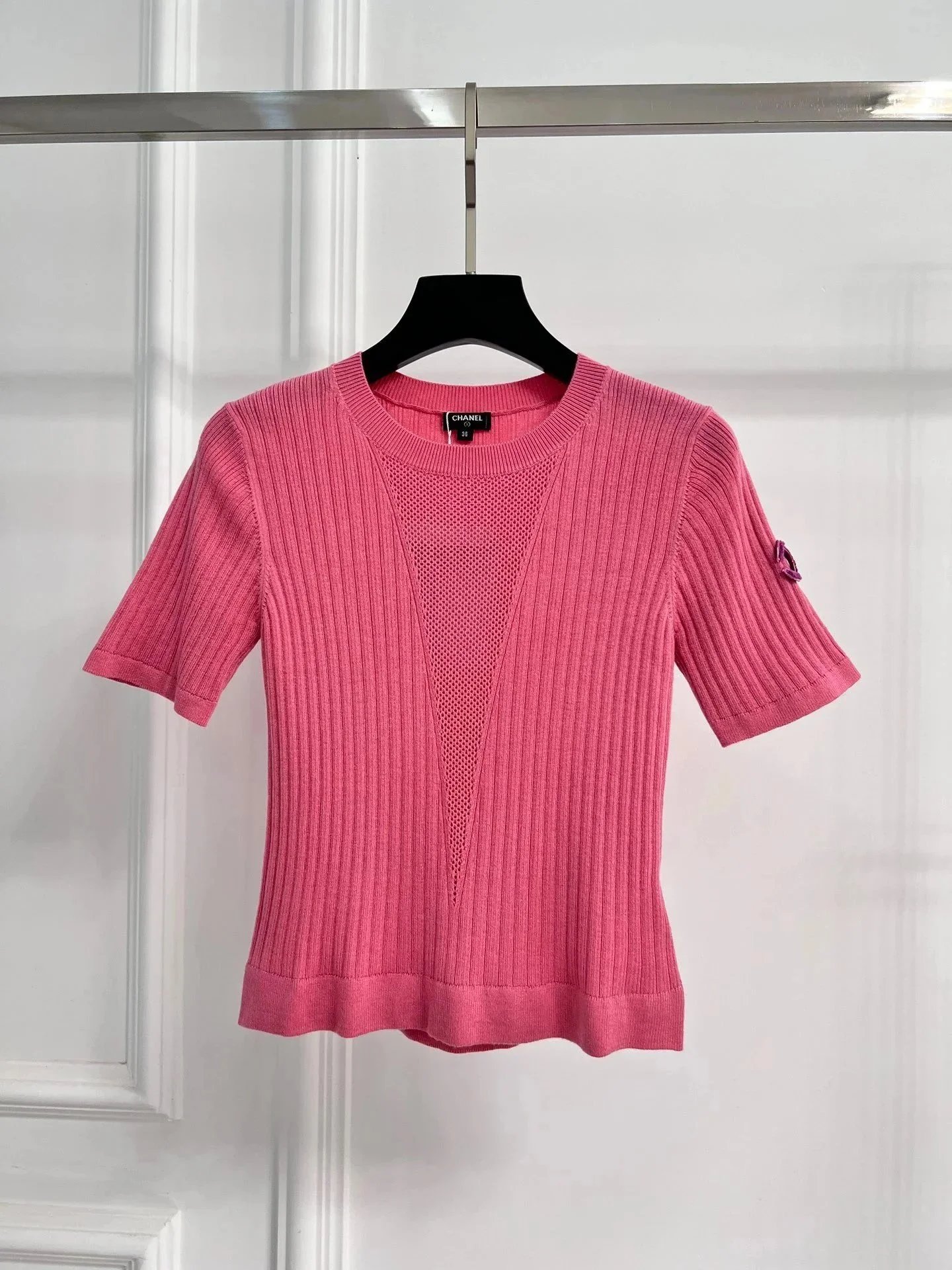 Chanel Boutique Embroidered Logo Navy T-Shirt - 9