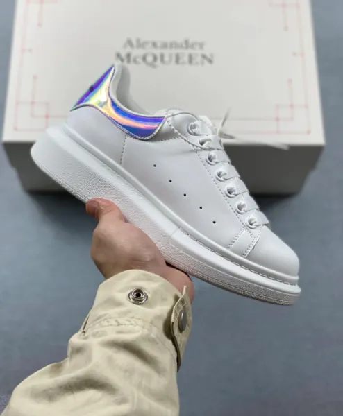 Alexander McQueen Oversized Sneakers White with Holographic Heel Tab Sneakers - 1