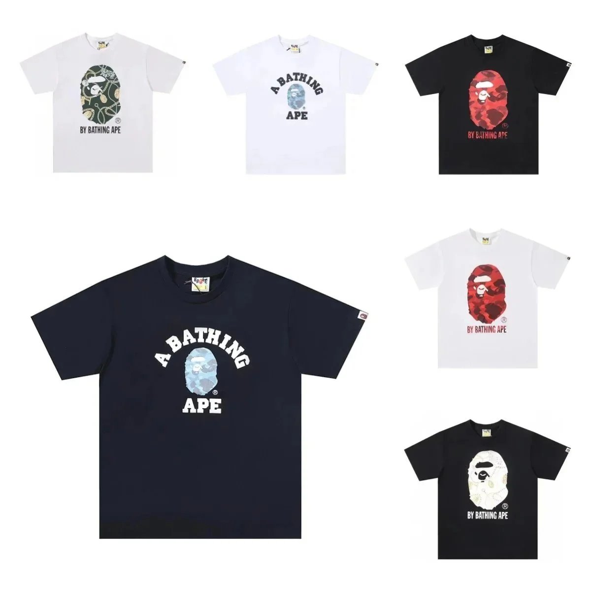 Bape A Bathing Ape Camo Head Logo T-Shirt