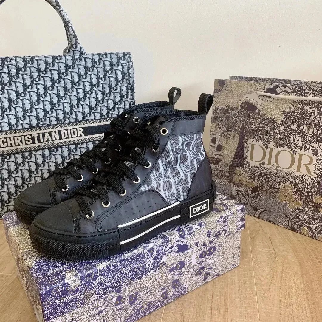 Dior B23 Oblique Print Navy Blue Transparent Sneakers - 4