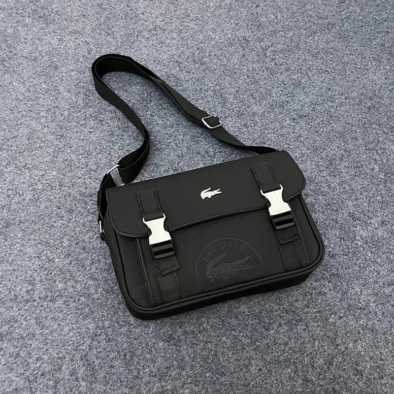 Lacoste Crocodile Logo Messenger Bag Black Crossbody Bag - 1