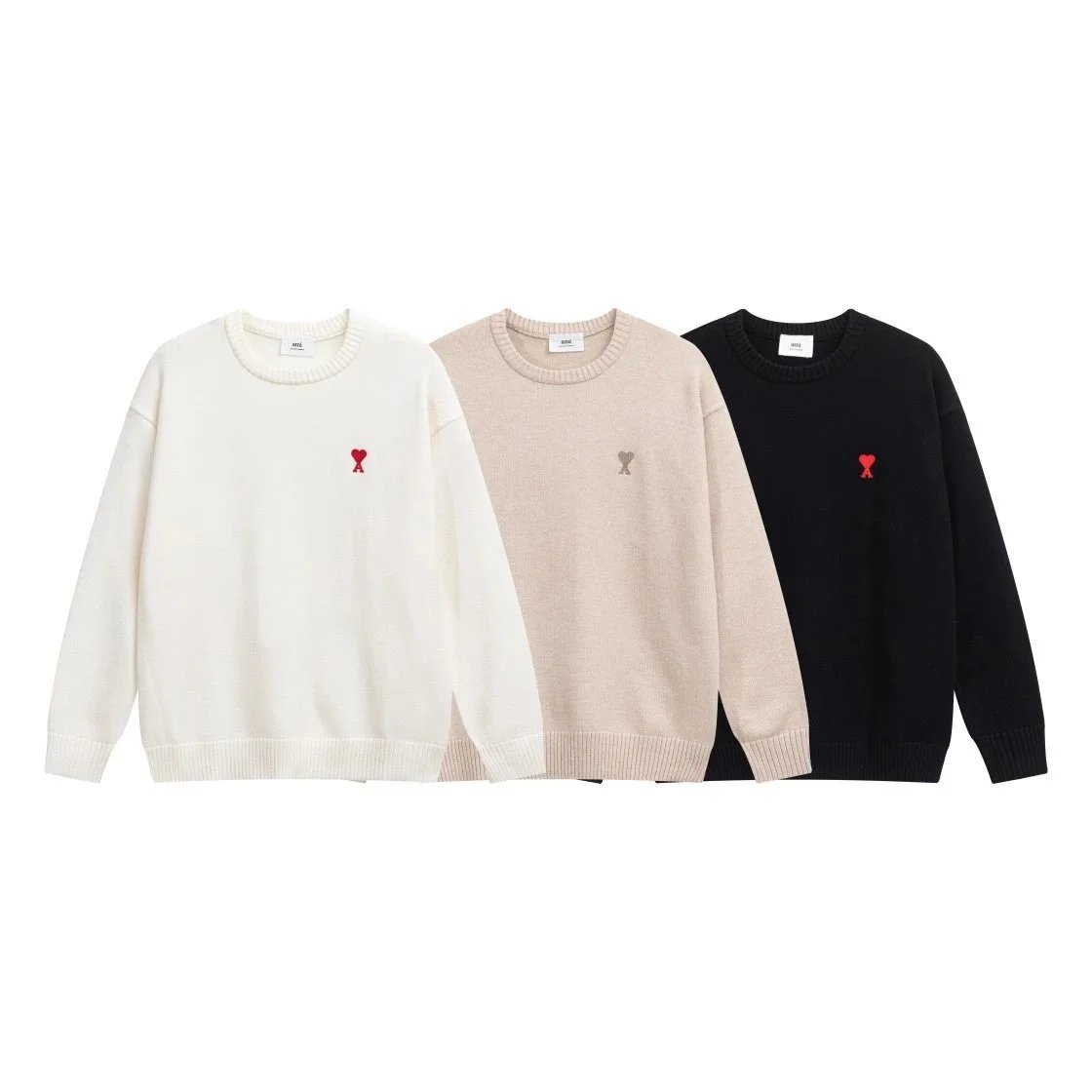 Ami Paris Heart Logo Knit Sweater Off-White - 10
