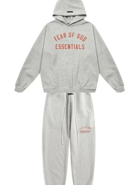 Fear of God Essentials Gray Arch Logo Hoodie and Sweatpants Set - 1