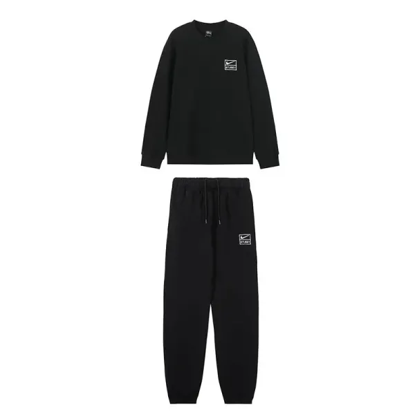 Nike x Stüssy Black Logo Patch Sweatshirt and Sweatpants Set - 1