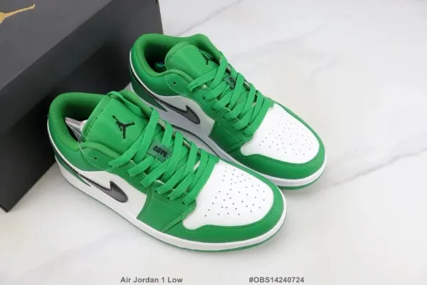 Air Jordan 1 Low Black White Mint Green Sneakers - 6