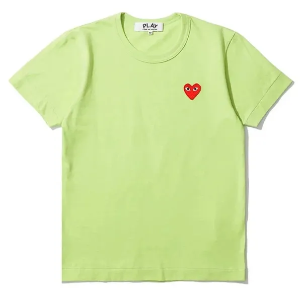 Play Comme des Garçons Red Heart Logo Lime Green T-Shirt - 1