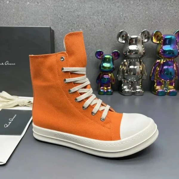 Rick Owens Ramones High-Top Orange Canvas Sneakers - 1