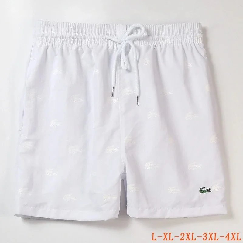 Lacoste All-Over Crocodile Print White Swim Shorts - 11