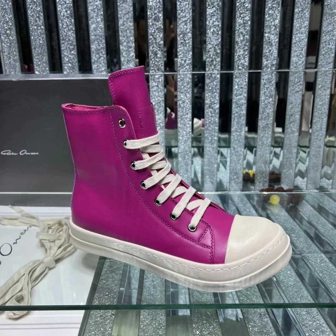 Rick Owens Ramones High-Top Magenta Sneakers