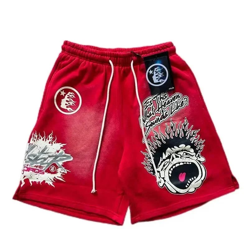 Hellstar Flame Logo Green Black Panel Shorts - 3