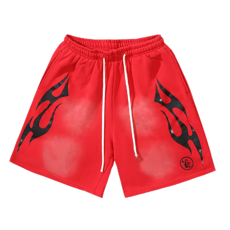 Hellstar Flame Logo Green Black Panel Shorts - 6