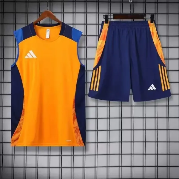 Adidas Performance Sleeveless Jersey and Shorts Set Orange/Navy Activewear - 1
