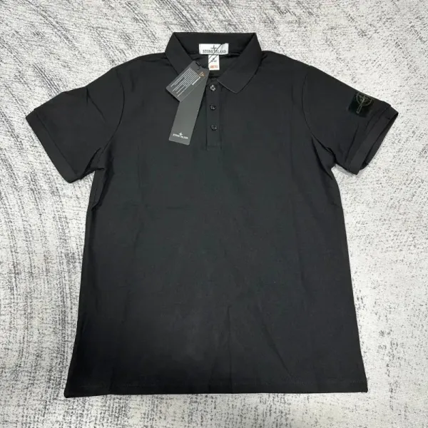 Stone Island Black Compass Logo Polo Shirt - 1