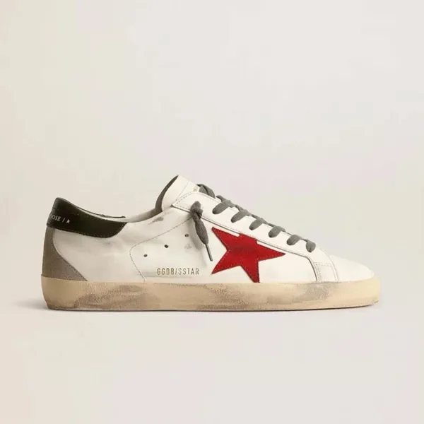 Golden Goose Superstar White Red Star Distressed Sneakers - 1