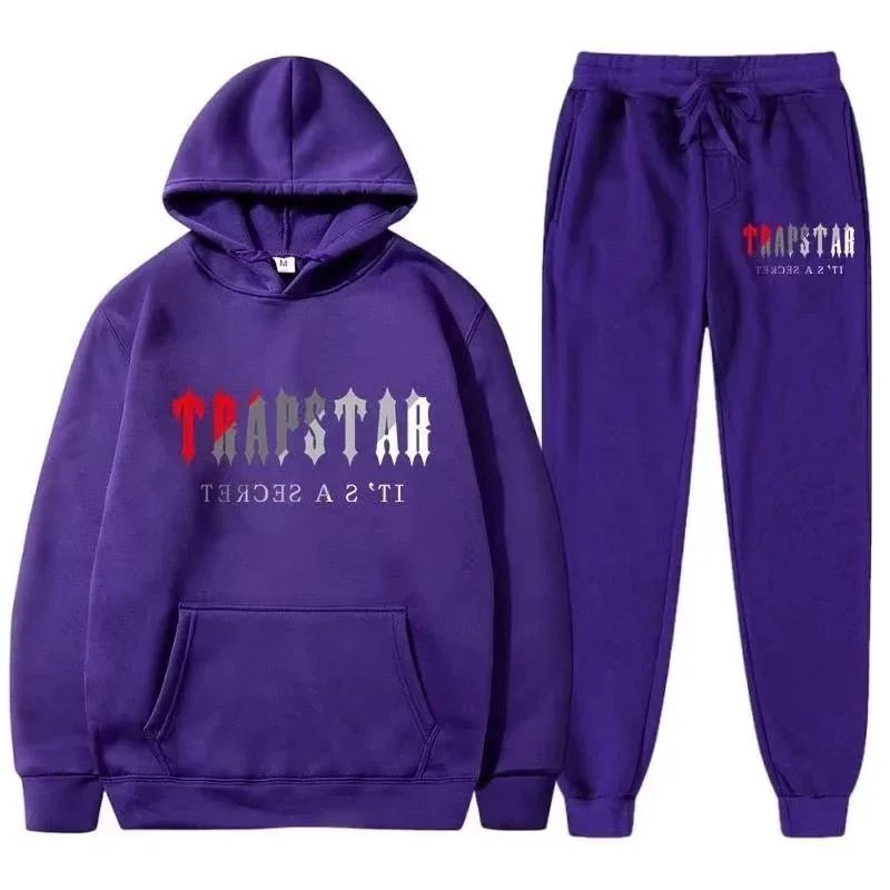 Trapstar Purple Graphic Hoodie and Sweatpants Set - 1