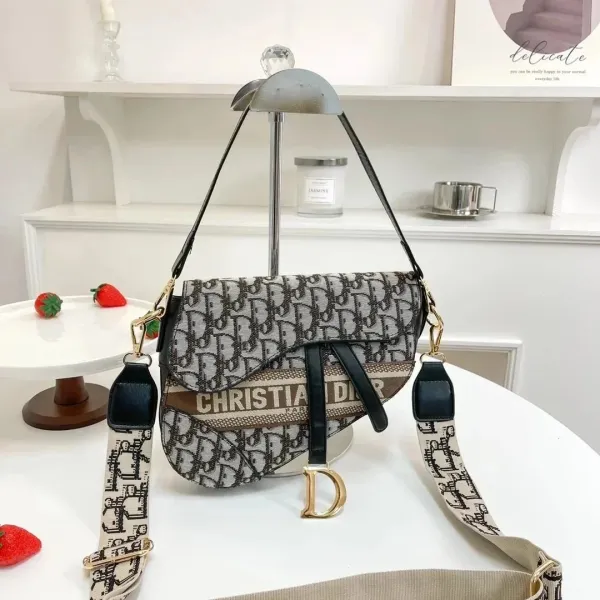 Dior Saddle Bag Oblique Monogram Beige Crossbody Bag - 1