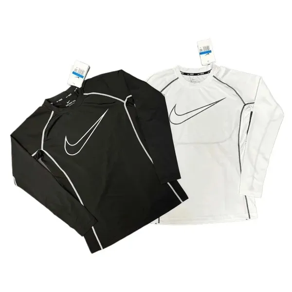 Nike Pro Cool Long Sleeve Base Layer Top in Black and White - 1