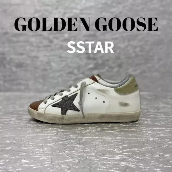 Golden Goose Superstar Distressed White Leather Sneakers - 1