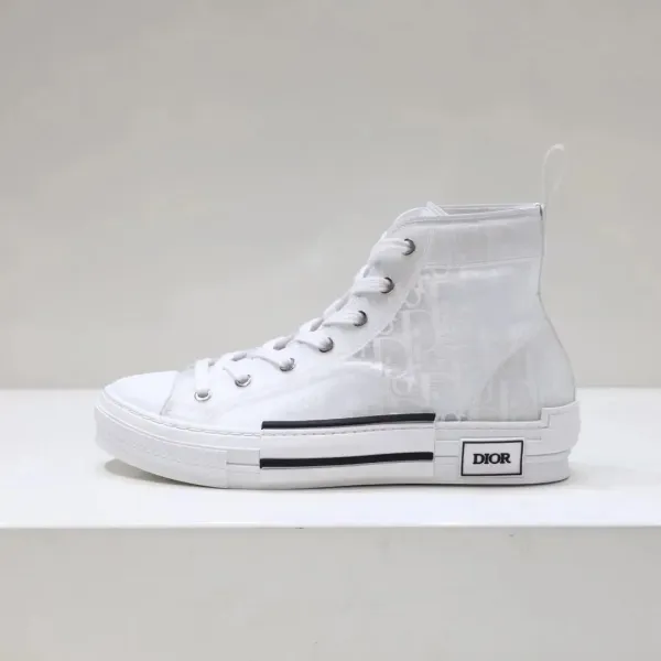 Dior B23 High-Top White Oblique Sneakers - 1