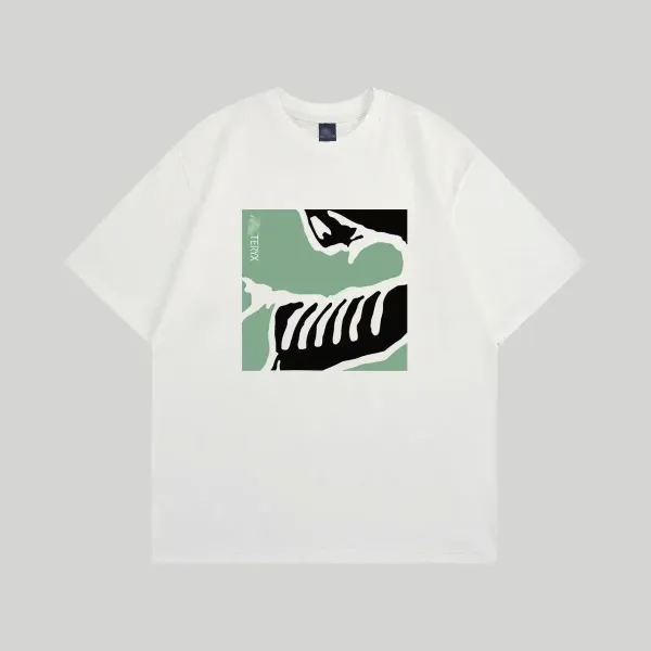 Saint Tears Abstract Ribcage Print White T-Shirt - 1