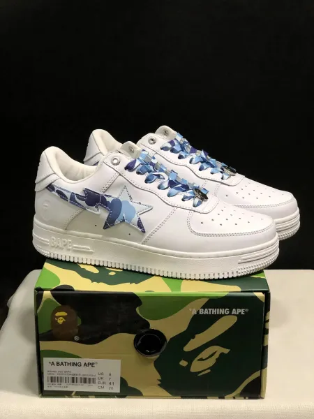 A Bathing Ape OZX BAPE Camo Blue Star Sneakers - 1