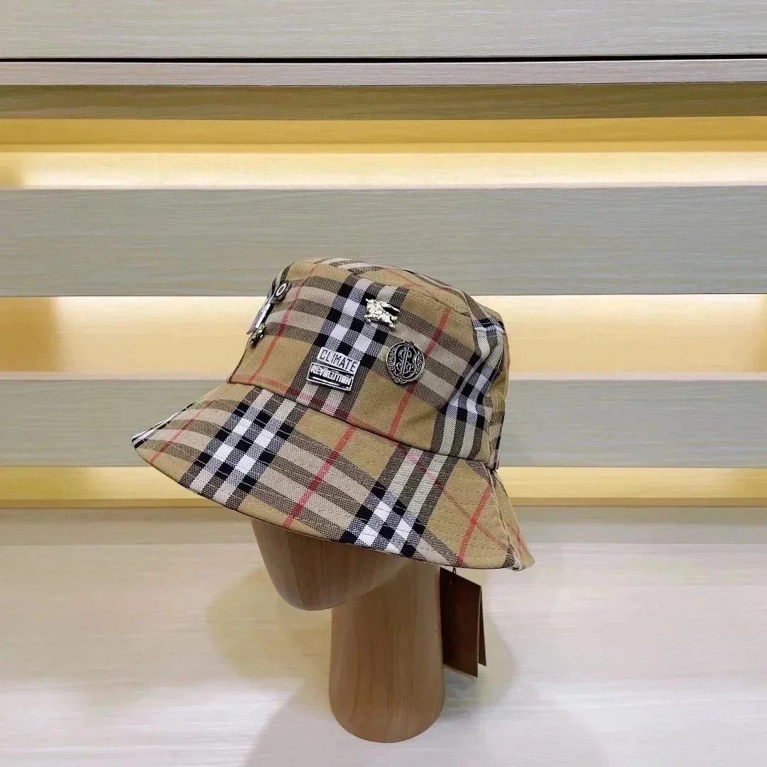 Burberry Vintage Check Bucket Hat Beige Plaid Accessories - 5