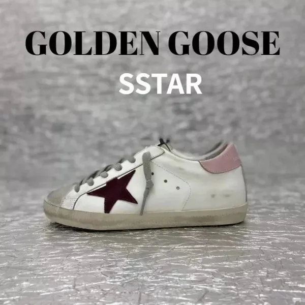 Golden Goose Superstar White Burgundy Pink Sneakers - 1
