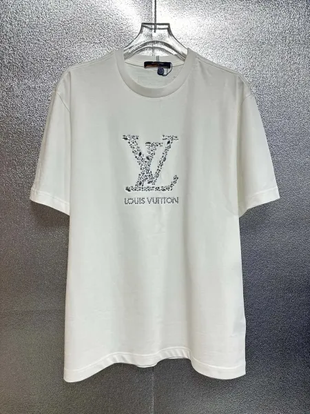 Louis Vuitton LV Crystal Embellished White T-Shirt - 1