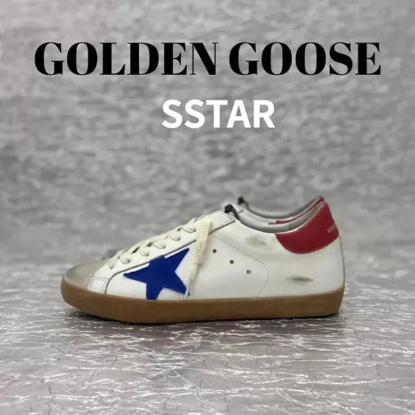 Golden Goose Superstar White Blue Star Red Heel Sneakers - 1