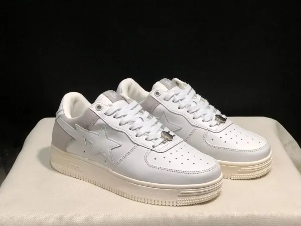 A Bathing Ape Bape Sta Low White Gray Sneakers - 1
